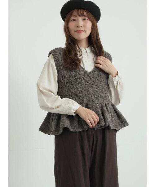セール】【ペルーニット】裾フリル前後着ベスト（ベスト）｜TSUHARU by