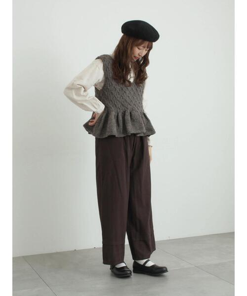 セール】【ペルーニット】裾フリル前後着ベスト（ベスト）｜TSUHARU by