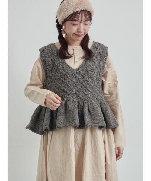 セール】【ペルーニット】裾フリル前後着ベスト（ベスト）｜TSUHARU by