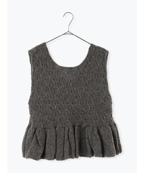 セール】【ペルーニット】裾フリル前後着ベスト（ベスト）｜TSUHARU by