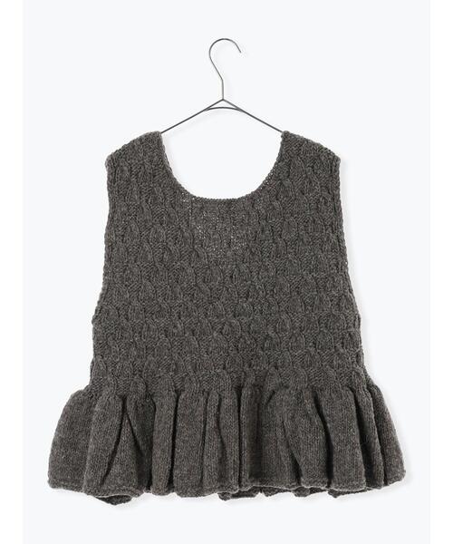 セール】【ペルーニット】裾フリル前後着ベスト（ベスト）｜TSUHARU by