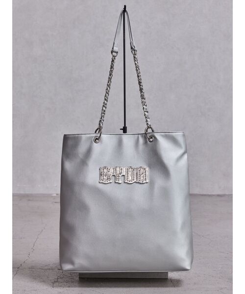 GYDA（ジェイダ）の「GYDAbijouプレートチェーントートBAG（トートバッグ・レディース・その他1/シルバー/ブラック・FREE）」の2枚目の写真