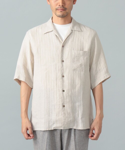 BEAMS F(ビームスエフ)の「リネンシルク ヘリンボーン オープンカラーシャツ(シャツ/ブラウス・メンズ・ナチュラル・SMALL/X-LARGE/LARGE/MEDIUM)」の3枚目の写真