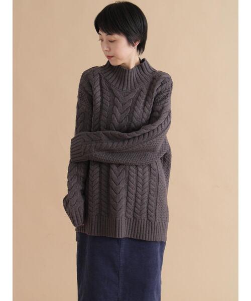 sm2rhythm（サマンサモスモスリズム）の「ハイネックケーブルニットプルオーバー（ニット/セーター・レディース・ネイビー/オフホワイト/チャコールグレー・F）」の3枚目の写真
