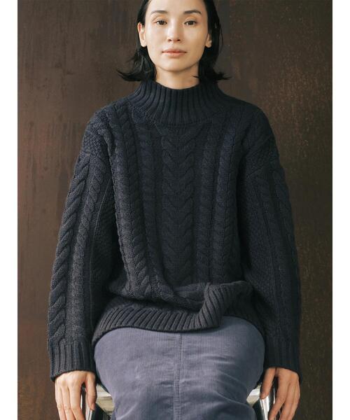 sm2rhythm（サマンサモスモスリズム）の「ハイネックケーブルニットプルオーバー（ニット/セーター・レディース・ネイビー/オフホワイト/チャコールグレー・F）」の11枚目の写真