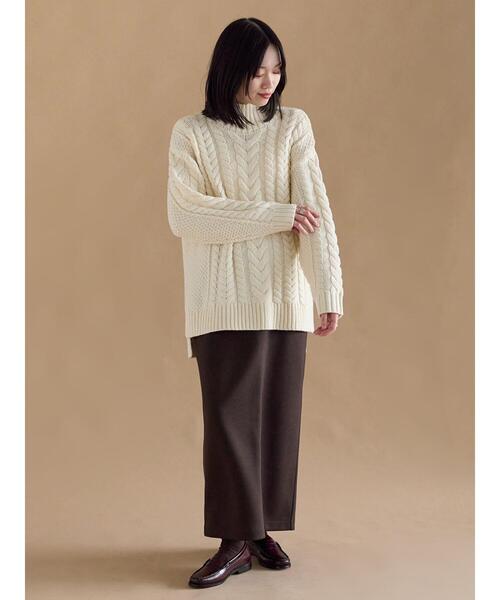 sm2rhythm（サマンサモスモスリズム）の「ハイネックケーブルニットプルオーバー（ニット/セーター・レディース・ネイビー/オフホワイト/チャコールグレー・F）」の15枚目の写真