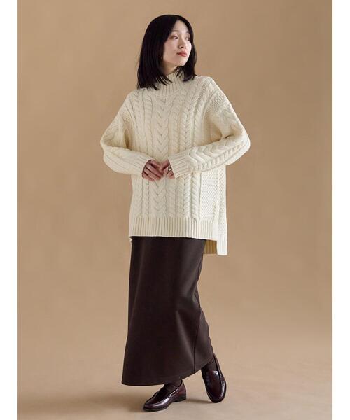 sm2rhythm（サマンサモスモスリズム）の「ハイネックケーブルニットプルオーバー（ニット/セーター・レディース・ネイビー/オフホワイト/チャコールグレー・F）」の16枚目の写真