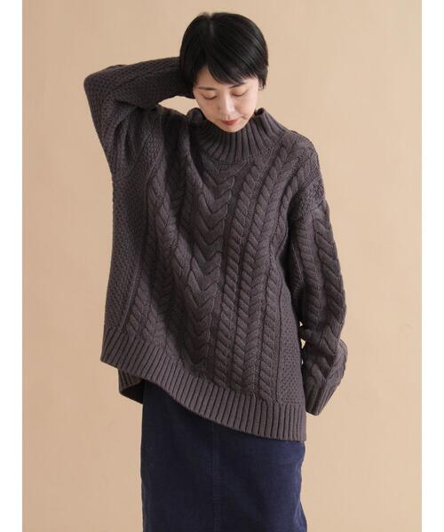 sm2rhythm（サマンサモスモスリズム）の「ハイネックケーブルニットプルオーバー（ニット/セーター・レディース・ネイビー/オフホワイト/チャコールグレー・F）」の18枚目の写真