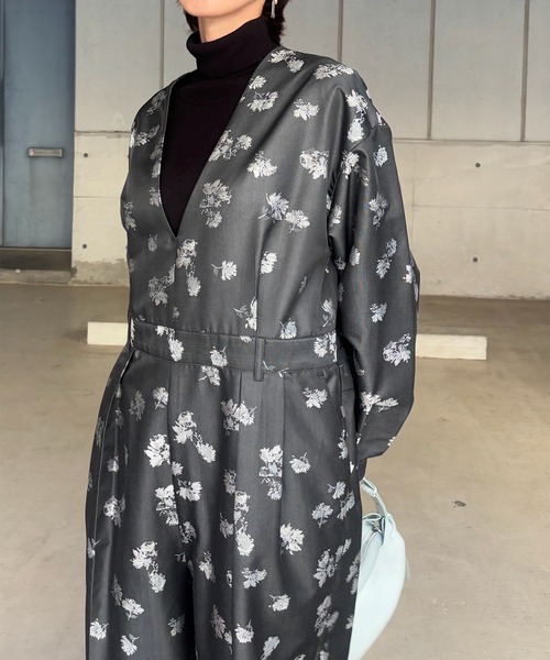 Ameri（アメリ）の「POSEY BLOOM JACQUARD JUMPSUIT（サロペット