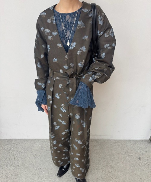 Ameri（アメリ）の「POSEY BLOOM JACQUARD JUMPSUIT（サロペット