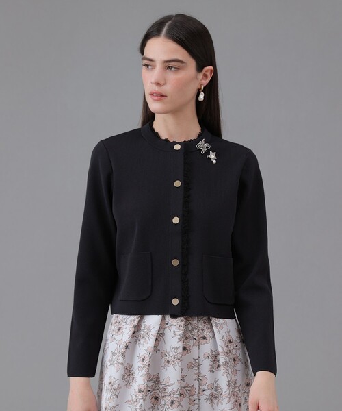 ANAYI(アナイ)の「【Eternal Line 2026】レース使いボクシー ジャケット カーディガン(カーディガン/ボレロ・レディース・オフホワイト/ネイビー・36/38)」の7枚目の写真