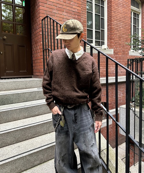 kutir(クティール)の「VNECK SHAGGY CROPPED KNIT/Vネックシャギークロップドニット(ニット/セーター・メンズ・カーキ/ブラック/ブラウン・LARGE/MEDIUM)」の17枚目の写真