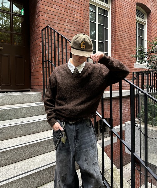 kutir(クティール)の「VNECK SHAGGY CROPPED KNIT/Vネックシャギークロップドニット(ニット/セーター・メンズ・カーキ/ブラック/ブラウン・LARGE/MEDIUM)」の18枚目の写真