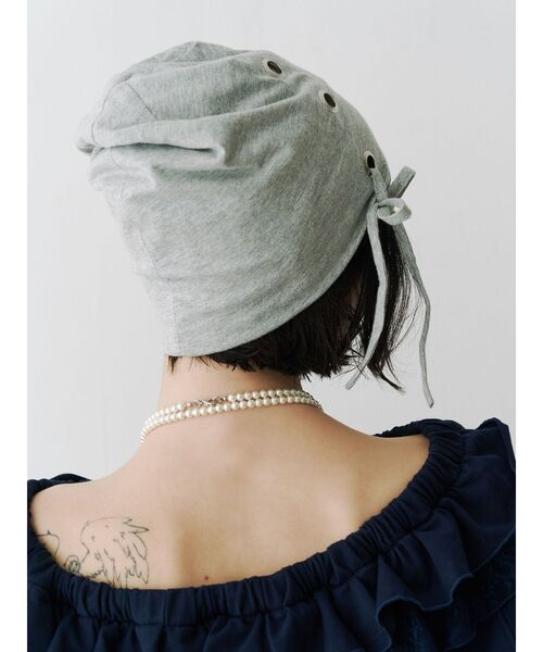 jouetie(ジュエティ)の「ハトメリボンビーニー(ニットキャップ/ビーニー・レディース・グレー/ブラック・FREE)」の14枚目の写真