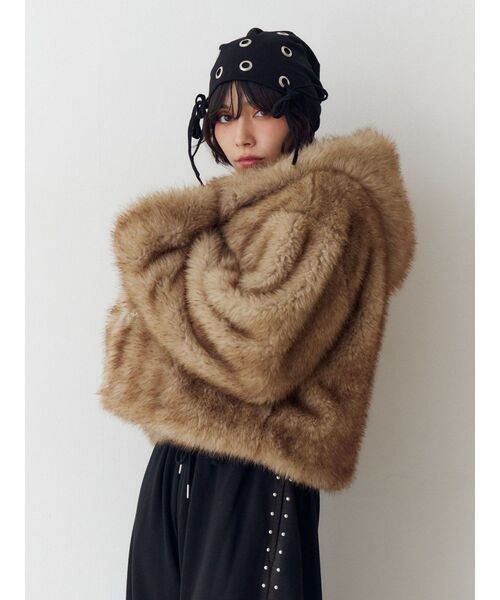 jouetie(ジュエティ)の「ハトメリボンビーニー(ニットキャップ/ビーニー・レディース・グレー/ブラック・FREE)」の11枚目の写真