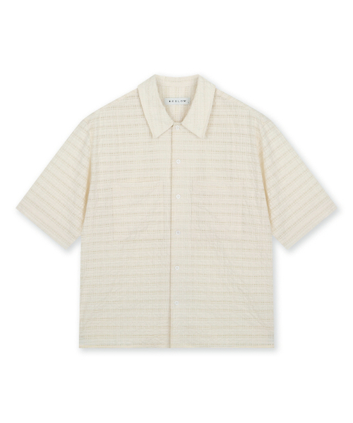BESLOW(ビースロー)の「リラックスチェックハーフシャツ クリーム(シャツ/ブラウス・メンズ・その他・SMALL/MEDIUM/LARGE)」の1枚目の写真
