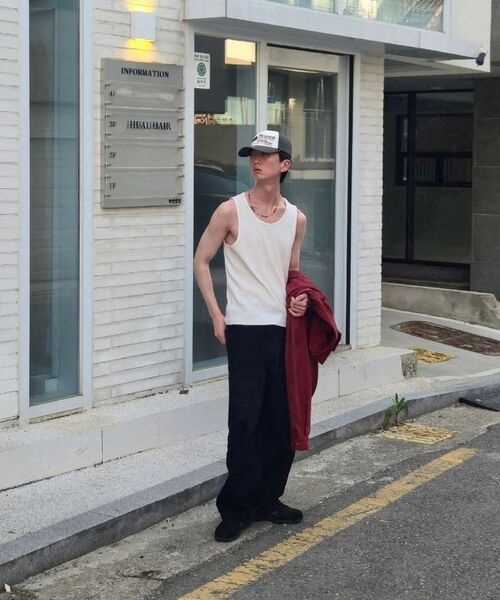 BOWLOW PRODUCT（バウロープロダクト）の「リブドロゴスリーブレス[アイボリー]（Tシャツ/カットソー・メンズ・その他・MEDIUM/LARGE/X-LARGE）」の10枚目の写真
