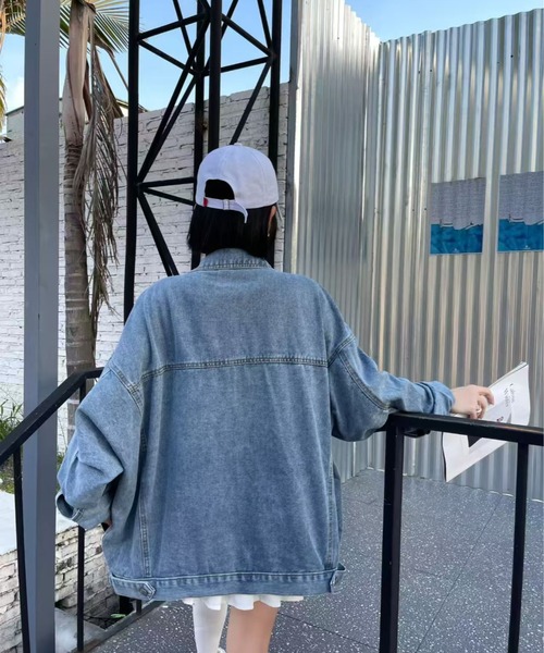 BY THE BAY(バイザベイ)の「デニムブルゾン/ヴィンテージ風デニムジャケット(デニムジャケット・レディース・グレー/ブルー・FREE)」の9枚目の写真