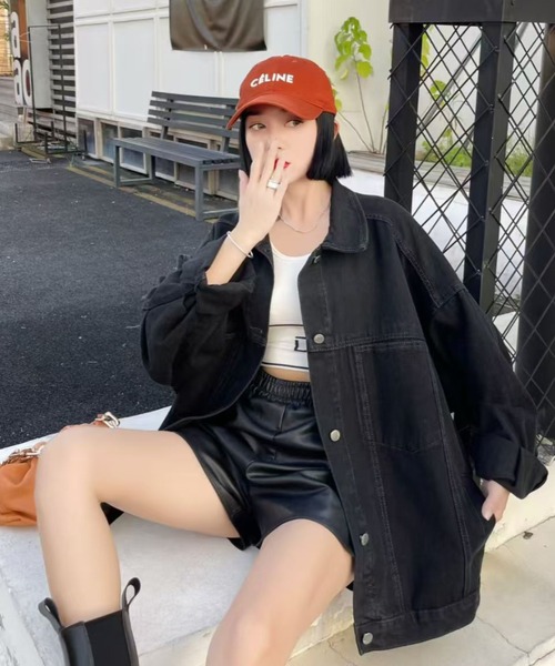 BY THE BAY(バイザベイ)の「デニムブルゾン/ヴィンテージ風デニムジャケット(デニムジャケット・レディース・グレー/ブルー・FREE)」の5枚目の写真