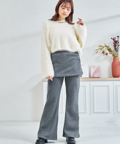 MISCH MASCH(ミッシュマッシュ)の「ZOZO限定 ソフトタッチスカートセットパンツ(その他パンツ・レディース・ブラック/グレー・フリ-)」の4枚目の写真