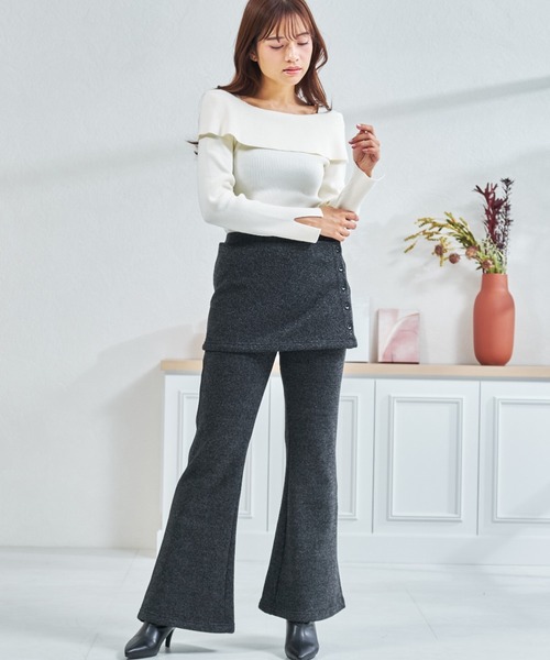 MISCH MASCH(ミッシュマッシュ)の「ZOZO限定 ソフトタッチスカートセットパンツ(その他パンツ・レディース・ブラック/グレー・フリ-)」の14枚目の写真