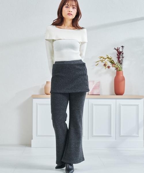 MISCH MASCH(ミッシュマッシュ)の「ZOZO限定 ソフトタッチスカートセットパンツ(その他パンツ・レディース・ブラック/グレー・フリ-)」の15枚目の写真