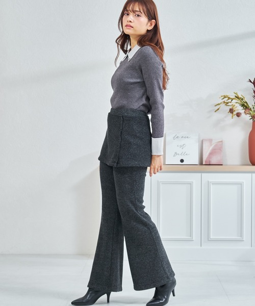 MISCH MASCH(ミッシュマッシュ)の「ZOZO限定 ソフトタッチスカートセットパンツ(その他パンツ・レディース・ブラック/グレー・フリ-)」の12枚目の写真
