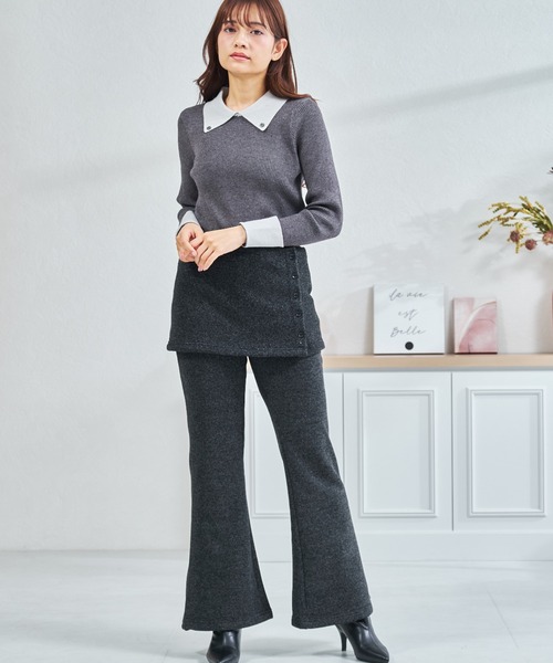 MISCH MASCH(ミッシュマッシュ)の「ZOZO限定 ソフトタッチスカートセットパンツ(その他パンツ・レディース・ブラック/グレー・フリ-)」の11枚目の写真