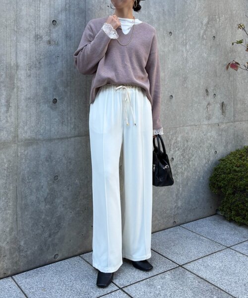 Jena espace merveilleux（ジェナ　エスパスメルヴェイユ）の「【2サイズ展開/WEB限定カラー有】トロミイージーパンツ（その他パンツ・レディース・オフホワイト/ブラック/グレー/ブラウン/ライトベージュ・1/2）」の6枚目の写真