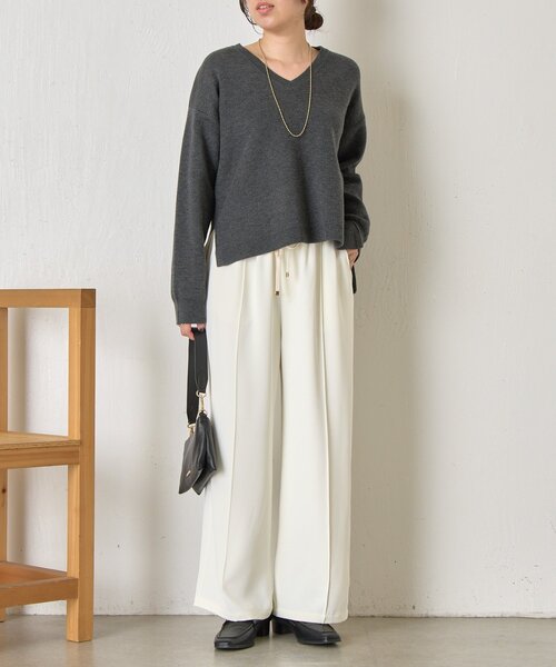 Jena espace merveilleux（ジェナ　エスパスメルヴェイユ）の「【2サイズ展開/WEB限定カラー有】トロミイージーパンツ（その他パンツ・レディース・オフホワイト/ブラック/グレー/ブラウン/ライトベージュ・1/2）」の11枚目の写真