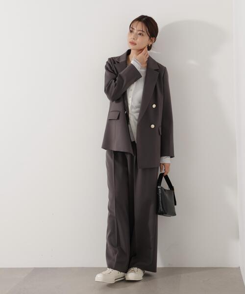 PROPORTION BODY DRESSING(プロポーションボディドレッシング)の「<セットアップ対応>2タックワイドパンツ / 1216130002(その他パンツ・レディース・ベージュ/ダークグレー/オフホワイト・MEDIUM/PSS/SMALL)」の1枚目の写真