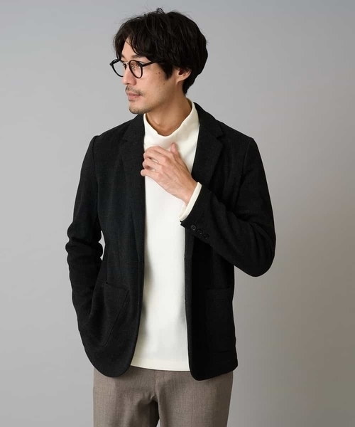 a.v.v（アーヴェヴェ）の「【イージーケア/ストレッチ】ダブルフェイスジャージースマートジャケット【洗濯機で洗える】〈ON/OFF SERIES〉（テーラードジャケット・メンズ・ブラック/グレー・50/46/48）」の2枚目の写真