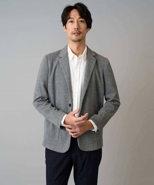 a.v.v（アーヴェヴェ）の「【イージーケア/ストレッチ】ダブルフェイスジャージースマートジャケット【洗濯機で洗える】〈ON/OFF SERIES〉（テーラードジャケット・メンズ・ブラック/グレー・50/46/48）」の14枚目の写真