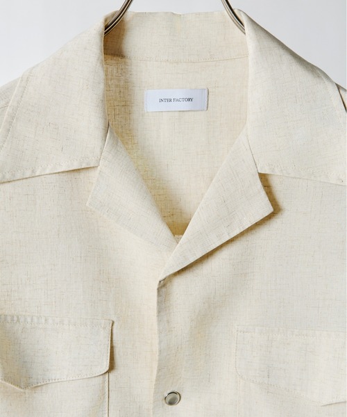 takumu（MUU STUDIO） - Linen Blend Open Collar Shirt / リネン