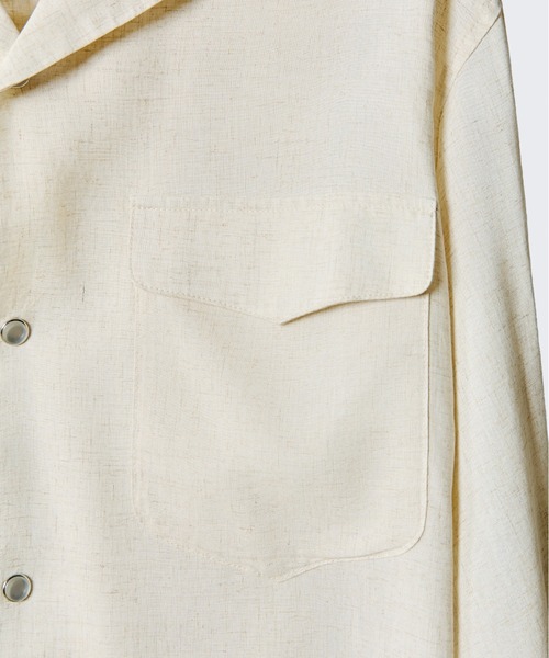 takumu（MUU STUDIO） - Linen Blend Open Collar Shirt / リネン