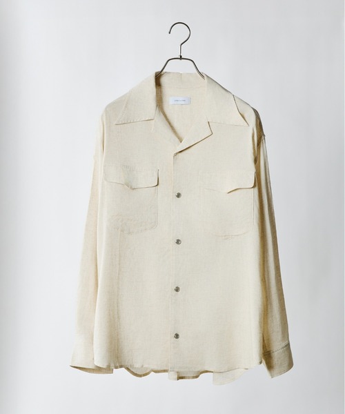 INTER FACTORY（インターファクトリー）の「takumu（MUU STUDIO） - Linen Blend Open Collar Shirt / リネンブレンドオープンカラーシャツ（シャツ/ブラウス・メンズ・ブラック/アイボリー/ピンク・3/2）」の22枚目の写真