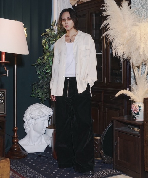 INTER FACTORY（インターファクトリー）の「takumu（MUU STUDIO） - Linen Blend Open Collar Shirt / リネンブレンドオープンカラーシャツ（シャツ/ブラウス・メンズ・ブラック/アイボリー/ピンク・3/2）」の10枚目の写真