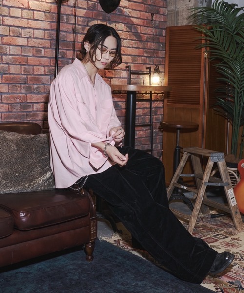 INTER FACTORY（インターファクトリー）の「takumu（MUU STUDIO） - Linen Blend Open Collar Shirt / リネンブレンドオープンカラーシャツ（シャツ/ブラウス・メンズ・ブラック/アイボリー/ピンク・3/2）」の19枚目の写真