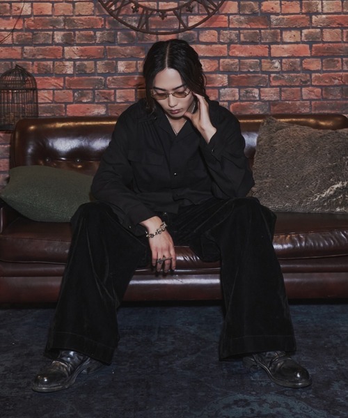 INTER FACTORY（インターファクトリー）の「takumu（MUU STUDIO） - Linen Blend Open Collar Shirt / リネンブレンドオープンカラーシャツ（シャツ/ブラウス・メンズ・ブラック/アイボリー/ピンク・3/2）」の7枚目の写真