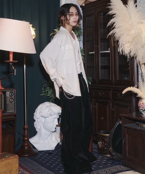 INTER FACTORY（インターファクトリー）の「takumu（MUU STUDIO） - Linen Blend Open Collar Shirt / リネンブレンドオープンカラーシャツ（シャツ/ブラウス・メンズ・ブラック/アイボリー/ピンク・3/2）」の11枚目の写真