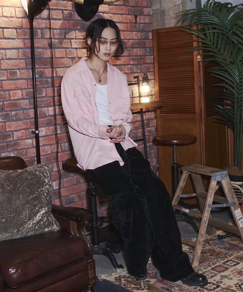 INTER FACTORY（インターファクトリー）の「takumu（MUU STUDIO） - Linen Blend Open Collar Shirt / リネンブレンドオープンカラーシャツ（シャツ/ブラウス・メンズ・ブラック/アイボリー/ピンク・3/2）」の20枚目の写真