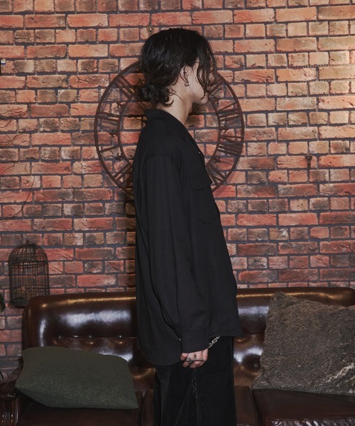 INTER FACTORY（インターファクトリー）の「takumu（MUU STUDIO） - Linen Blend Open Collar Shirt / リネンブレンドオープンカラーシャツ（シャツ/ブラウス・メンズ・ブラック/アイボリー/ピンク・3/2）」の9枚目の写真