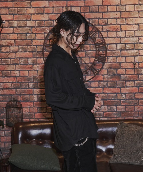 INTER FACTORY（インターファクトリー）の「takumu（MUU STUDIO） - Linen Blend Open Collar Shirt / リネンブレンドオープンカラーシャツ（シャツ/ブラウス・メンズ・ブラック/アイボリー/ピンク・3/2）」の8枚目の写真