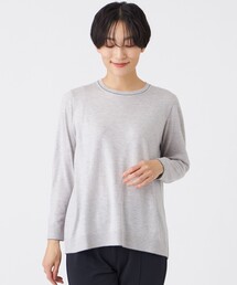【ウォッシャブル】ハイゲージラインニットプルオーバー