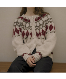 Diamond jacquard wool blend cardigan [KNFW05CD01]_[2color]