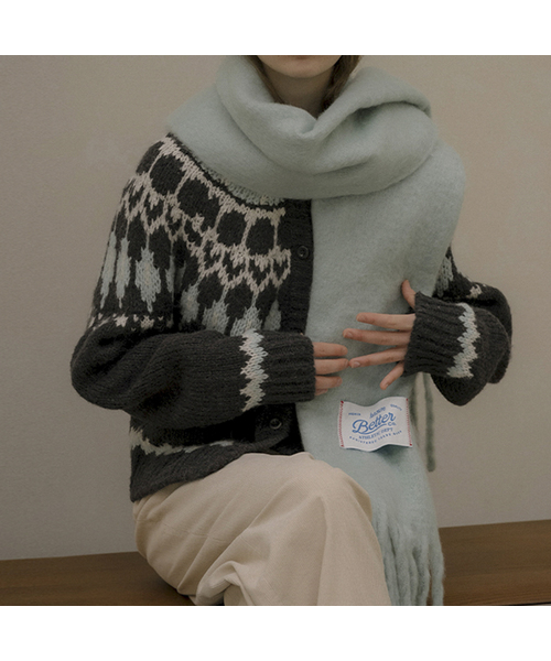 KNOWNBETTER（ノウンベター）の「Diamond jacquard wool blend cardigan [KNFW05CD01]_[2color]（カーディガン/ボレロ・レディース・ネイビー/オートミール・FREE）」の2枚目の写真