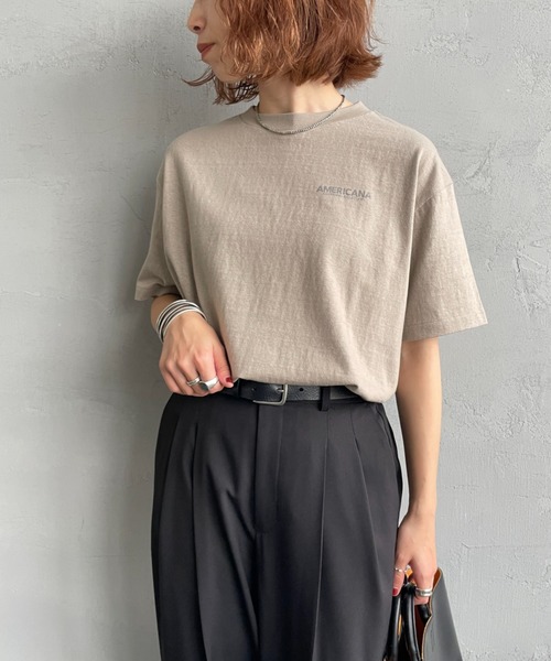 AMERICANA（アメリカーナ）の「【WEB先行予約】[Americana/アメリカーナ] 別注 AMRCN バックプリント Tシャツ（Tシャツ/カットソー・レディース・オートミール/ベージュ/スミクロ・ONE SIZE）」の19枚目の写真