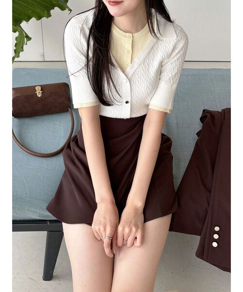 MERCURYDUO(マーキュリーデュオ)の「バイカラーフェイクレイヤードニット(ニット/セーター・レディース・グレー/オフホワイト/ネイビー・FREE)」の10枚目の写真