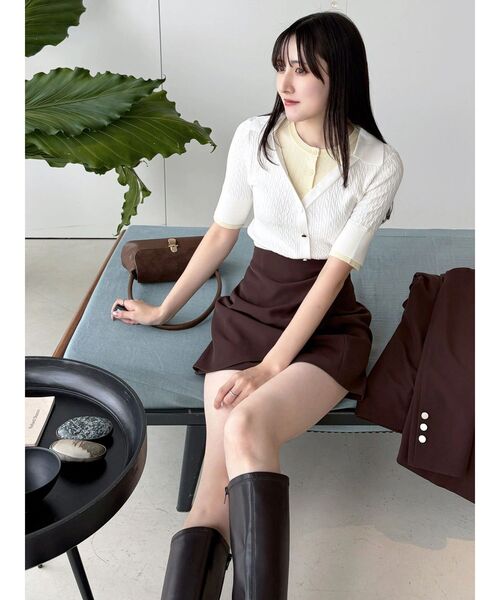 MERCURYDUO(マーキュリーデュオ)の「バイカラーフェイクレイヤードニット(ニット/セーター・レディース・グレー/オフホワイト/ネイビー・FREE)」の11枚目の写真