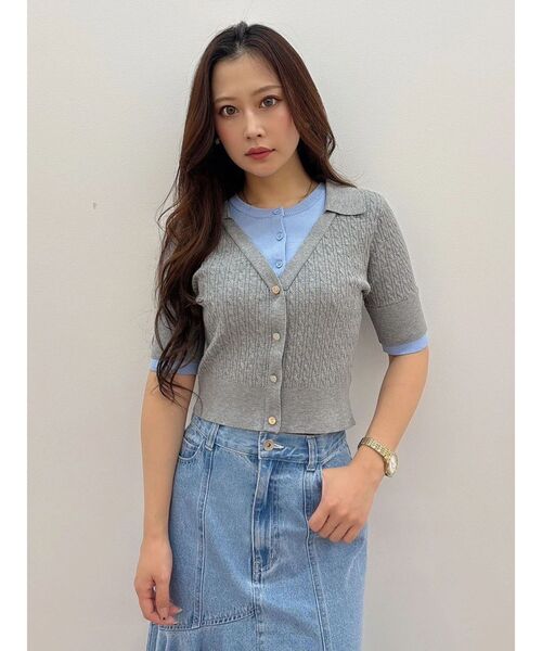 MERCURYDUO(マーキュリーデュオ)の「バイカラーフェイクレイヤードニット(ニット/セーター・レディース・グレー/オフホワイト/ネイビー・FREE)」の21枚目の写真